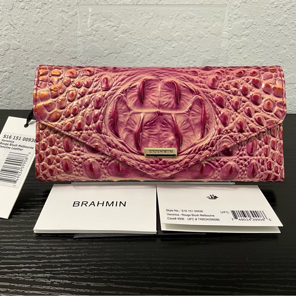 Brahmin Veronica ROUGE BLUSH MELBOURNE Wallet W/Full Leather Eye Medallion NWT